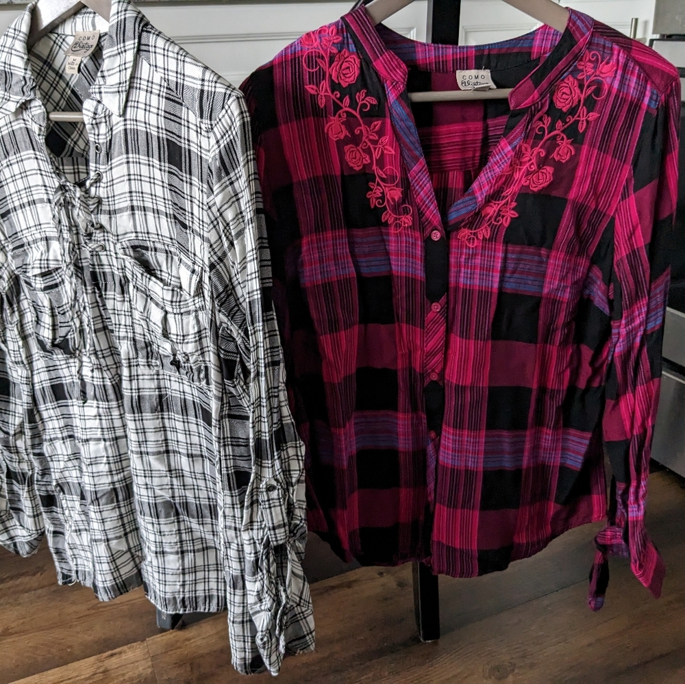 Como Vintage western boho button down tops lot set of two medium